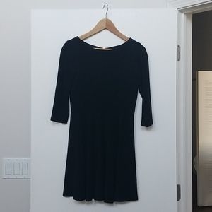 Alice + Olivia Black Ribbed Fit & Flare Dress